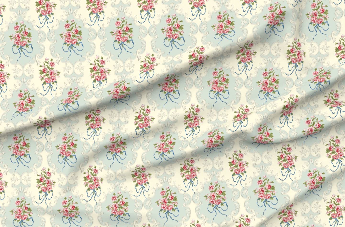 Lady Whistledown's Pink Vintage Floral Victorian Spring Cotton Fabric by Spoonflower - Romantic Pastel Printed Petal Signature Cotton by The Yard for Sewing, Quilting, Apparel, Crafts & Home Decor | Perfect for Victorian Dresses, Quilts & Spring Home Decor