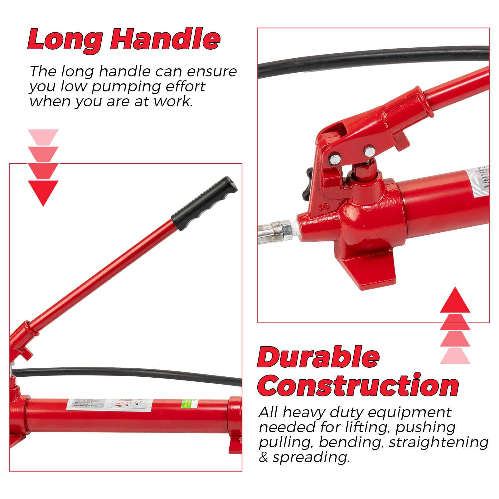 12 Ton Porta Power Hydraulic Jack Kit with 4.5ft Oil Hose - Heavy Duty Auto Body Repair Tool for Cars, Trucks & Farm Equipment - Includes Storage Case for Garage & Workshop Use