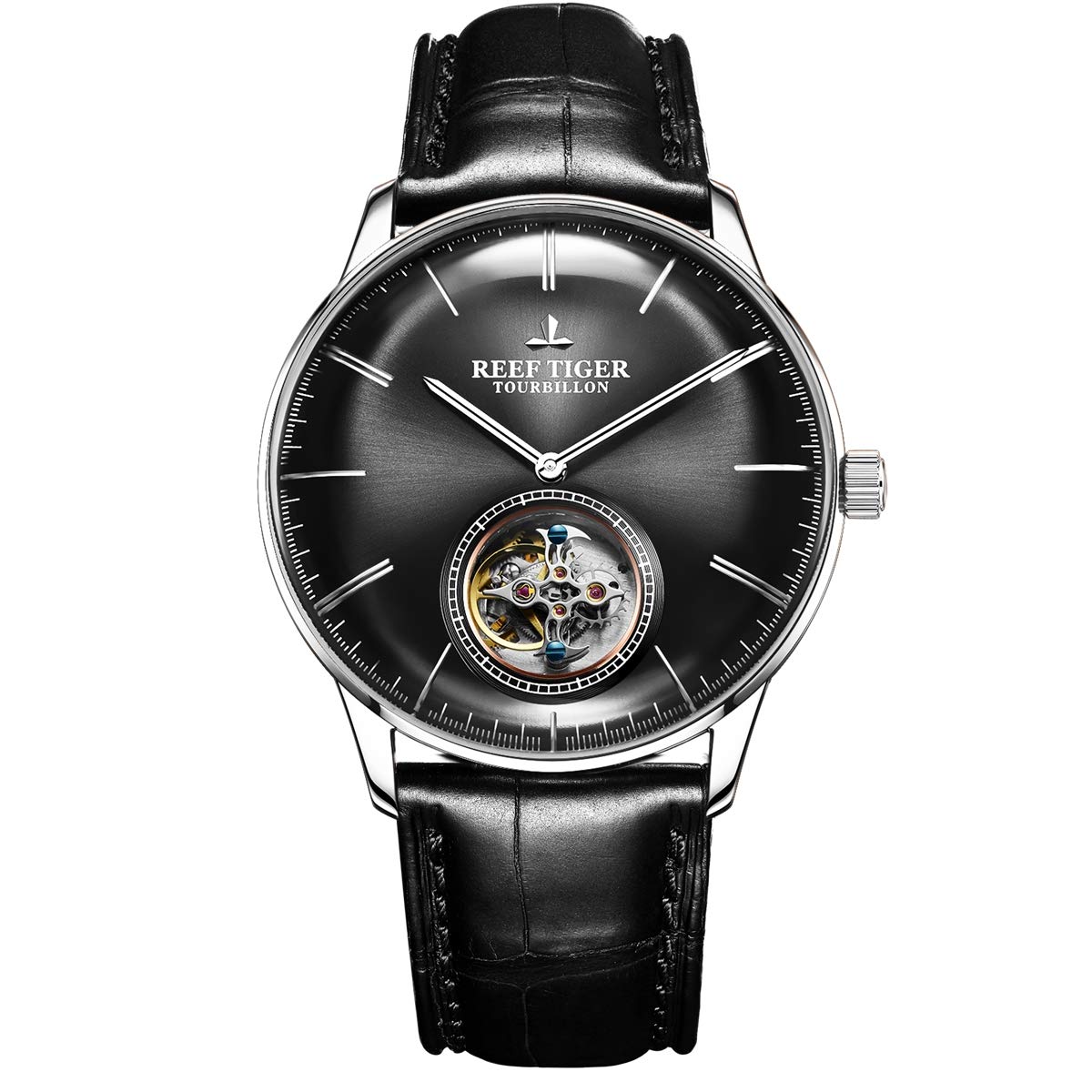 Luxury Men's Tourbillon Watch - Rose Gold, Sapphire Crystal, Leather Strap for Formal & Business Occasions