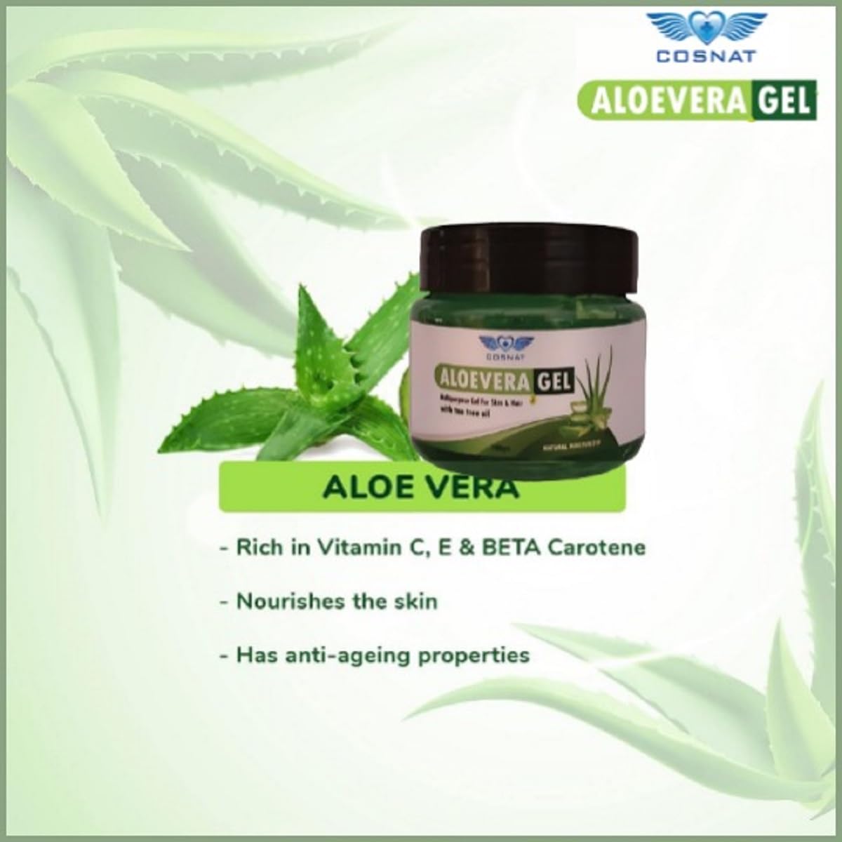 Aloe Vera Gel Multipurpose - Hydrating Face, Skin & Hair Care for Men & Women - 100g - Perfect for Sunburn Relief, Moisturizing & Hair Conditioning