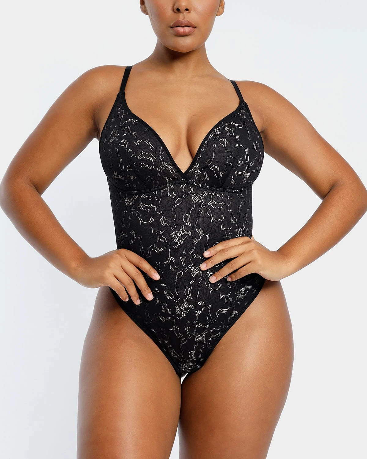 Lace Glamour Leafy Floral Cami Thong Bodysuit - Sexy Lingerie for Women, Perfect for Date Night & Special Occasions