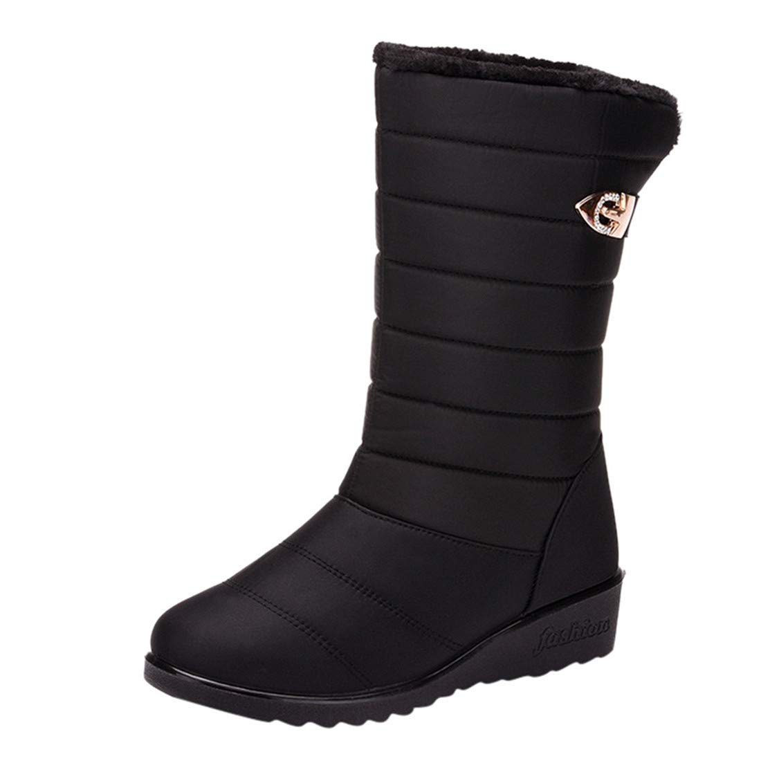 Women's Winter Snow Boots - Warm Waterproof Non-Slip Mid Calf Boots with Velvet Lining & Thick Sole for Cold Weather | Perfect for Snowy Days, Outdoor Activities & Winter Fashion