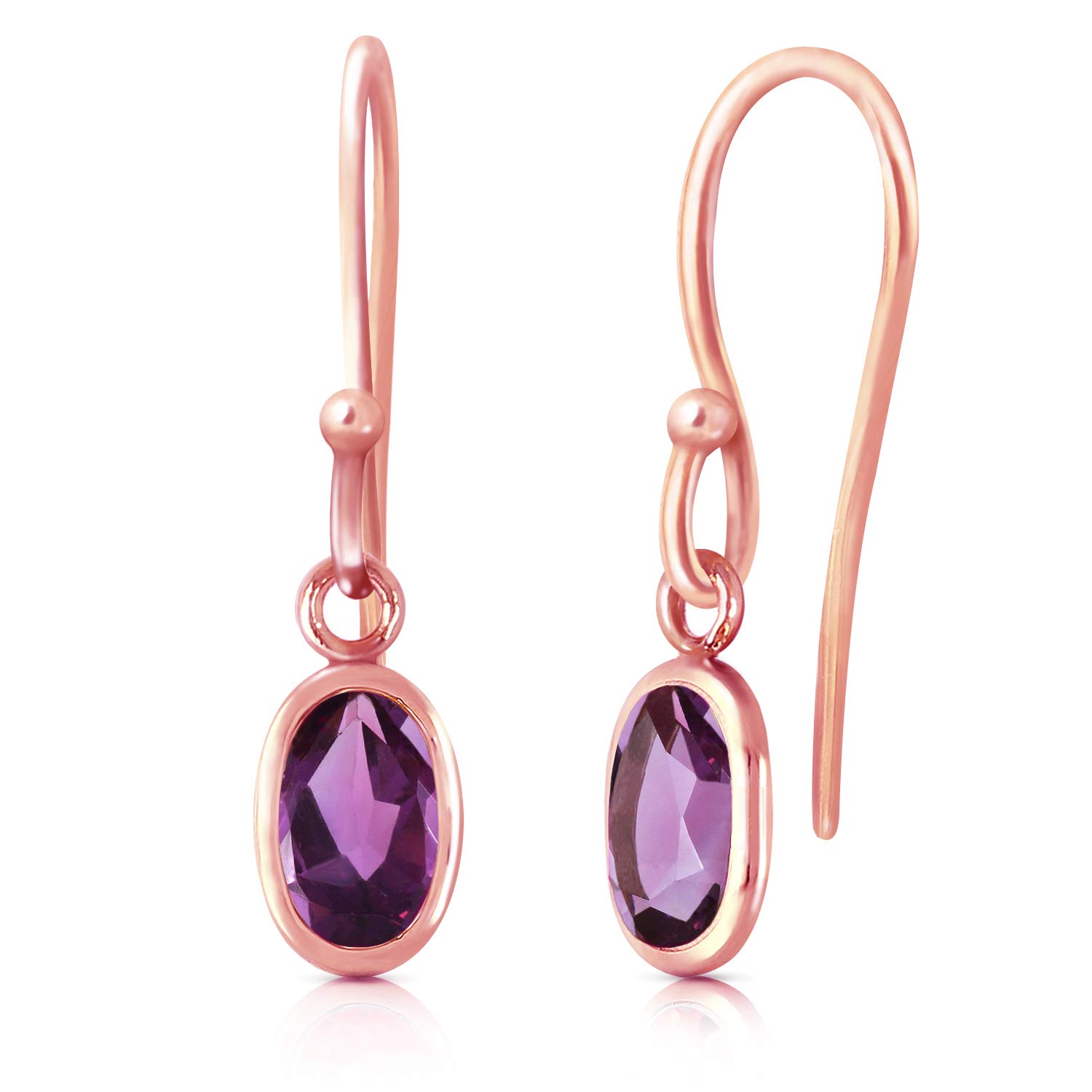14K Solid Rose Gold Amethyst Earrings - 1 CTW Galaxy Gold GG Stud Earrings for Women, Gift for Her, Valentine's Day, Anniversary, Birthday Jewelry Present