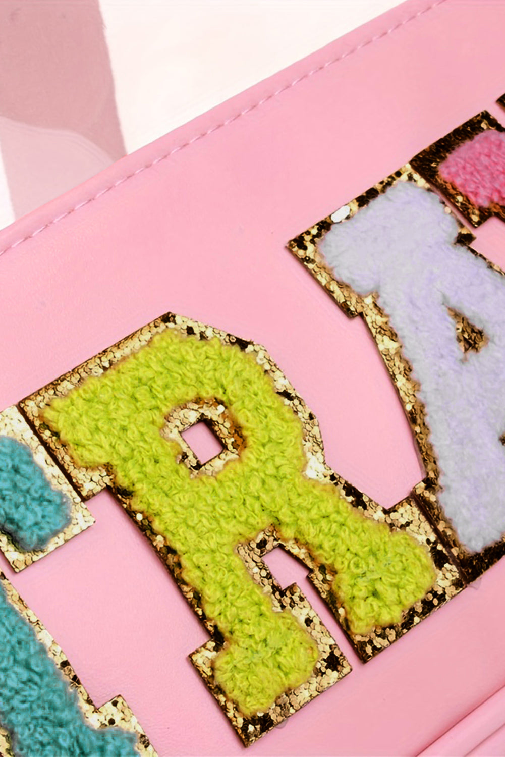 Stylish Chenille Letter Clear PVC Makeup Bag for Travel - Perfect Cosmetic Organizer for Vacation, Gym & Daily Essentials