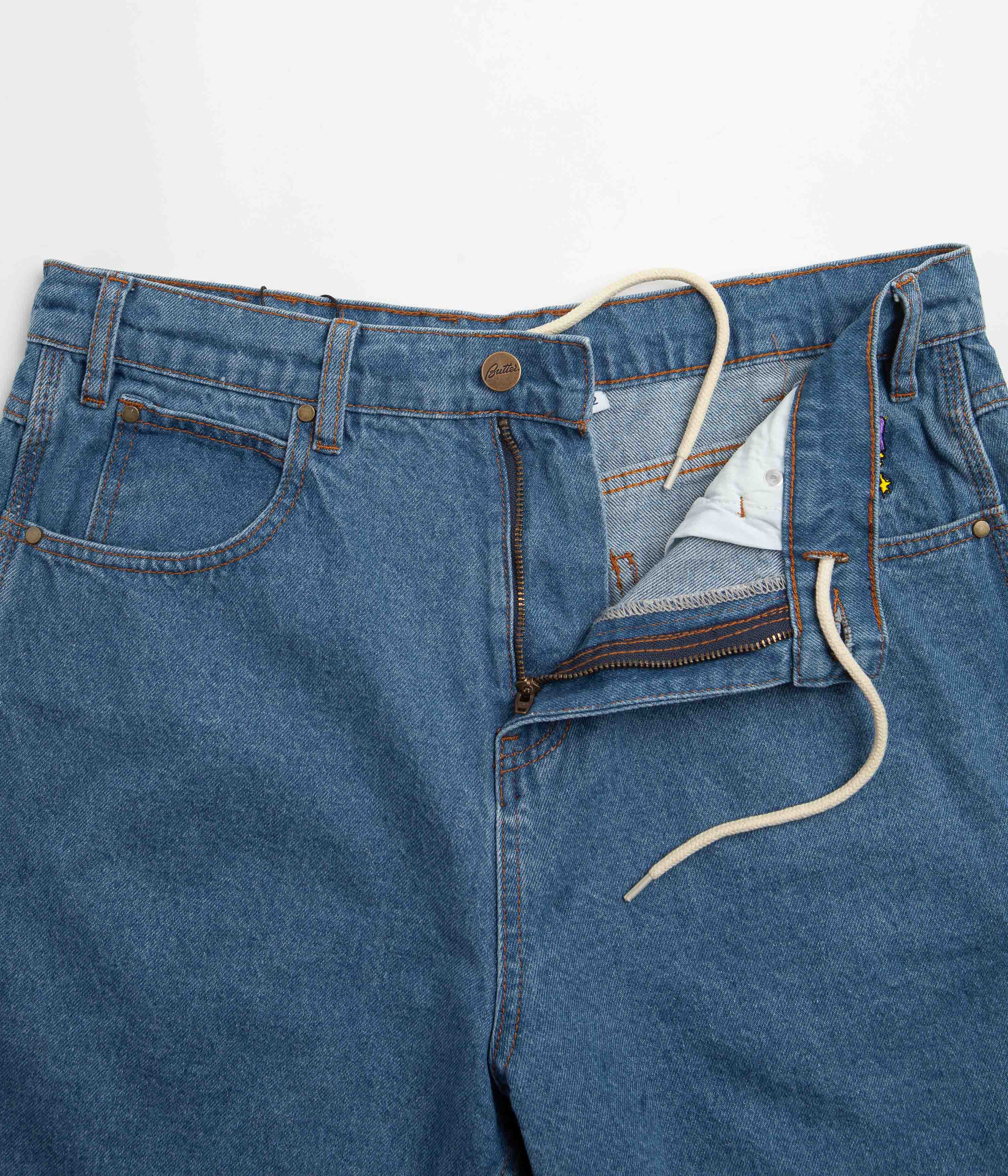 Butter Goods Wizard Denim Shorts - Washed Indigo Blue Jeans for Men | Casual Streetwear & Summer Outfits