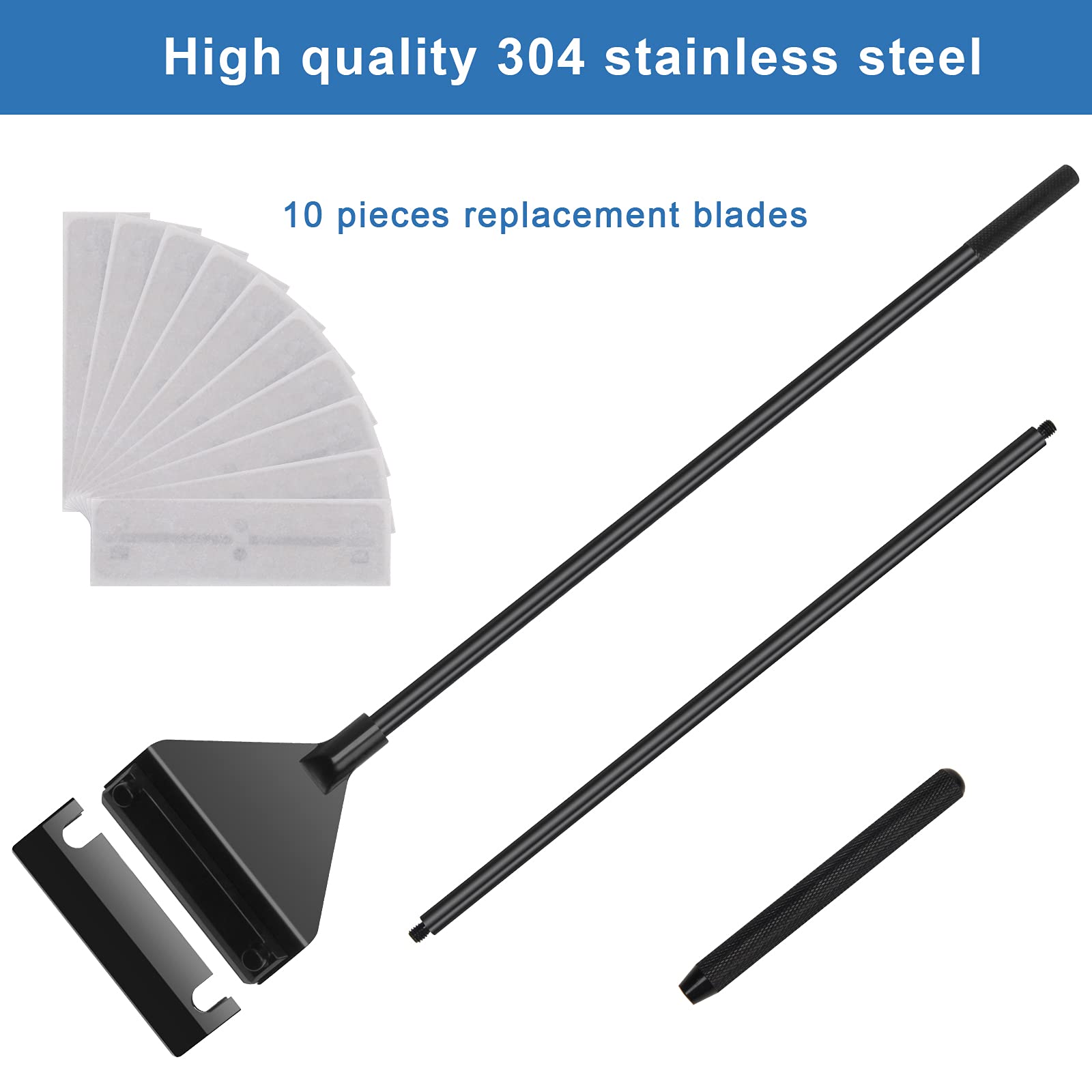 Premium Stainless Steel Algae Scraper for Aquariums - 25.6 Inch Fish Tank Cleaner Tool with Ergonomic Handle | Perfect for Glass Cleaning, Algae Removal in Home & Office Aquariums