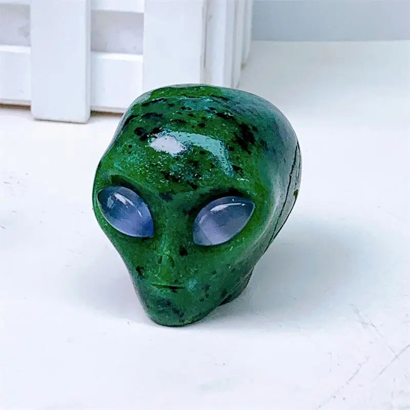 2 Inch Natural Ruby in Zoisite Alien Skull Crystal Carving - Reiki Healing Gemstone Figurine, Handcrafted Home Decor, Unique Gift for Collectors & Spiritual Seekers - Perfect for Meditation, Energy Work & Gothic Decor