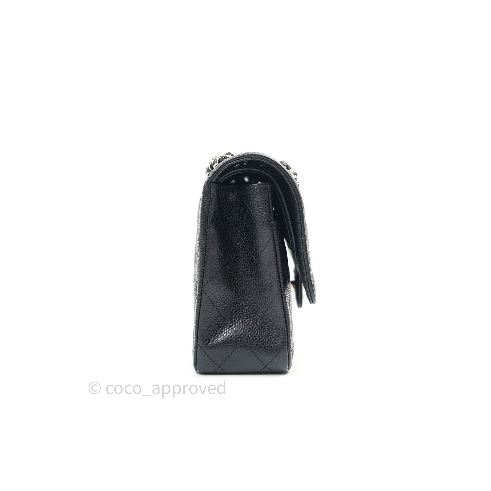 Chanel Classic Medium Double Flap Bag Black Caviar Leather with Silver Hardware - Luxury Handbag for Women, Perfect for Work, Evening Events & Special Occasions