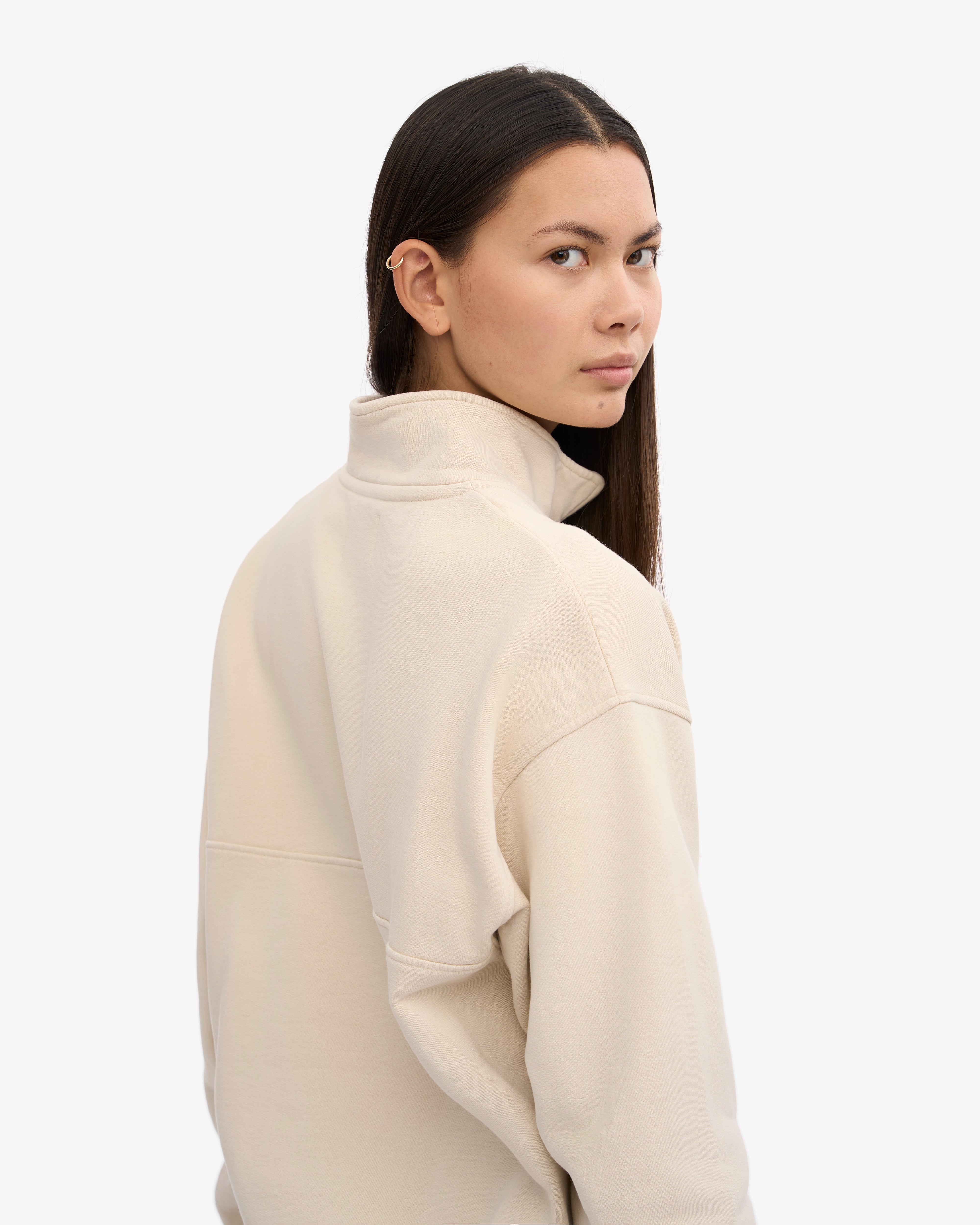 Organic Quarter Zip Sweatshirt for Men & Women | Ivory White | Comfortable & Stylish Pullover for Casual Wear, Outdoor Activities & Workouts