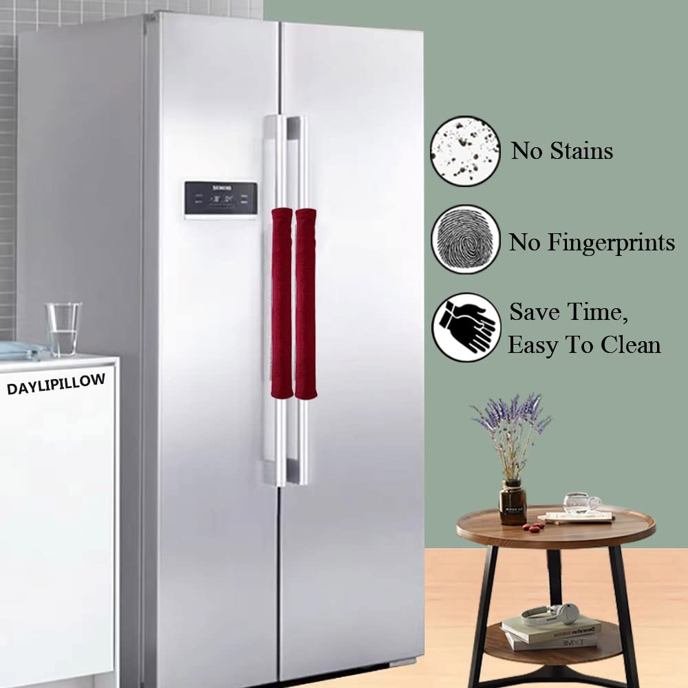 Dark Red Refrigerator Door Handle Covers - Non-Slip Appliance Protectors for Ovens & Dishwashers, Keep Kitchen Clean from Smudges & Food Stains - Ideal for Home Kitchen, Restaurant & Commercial Use