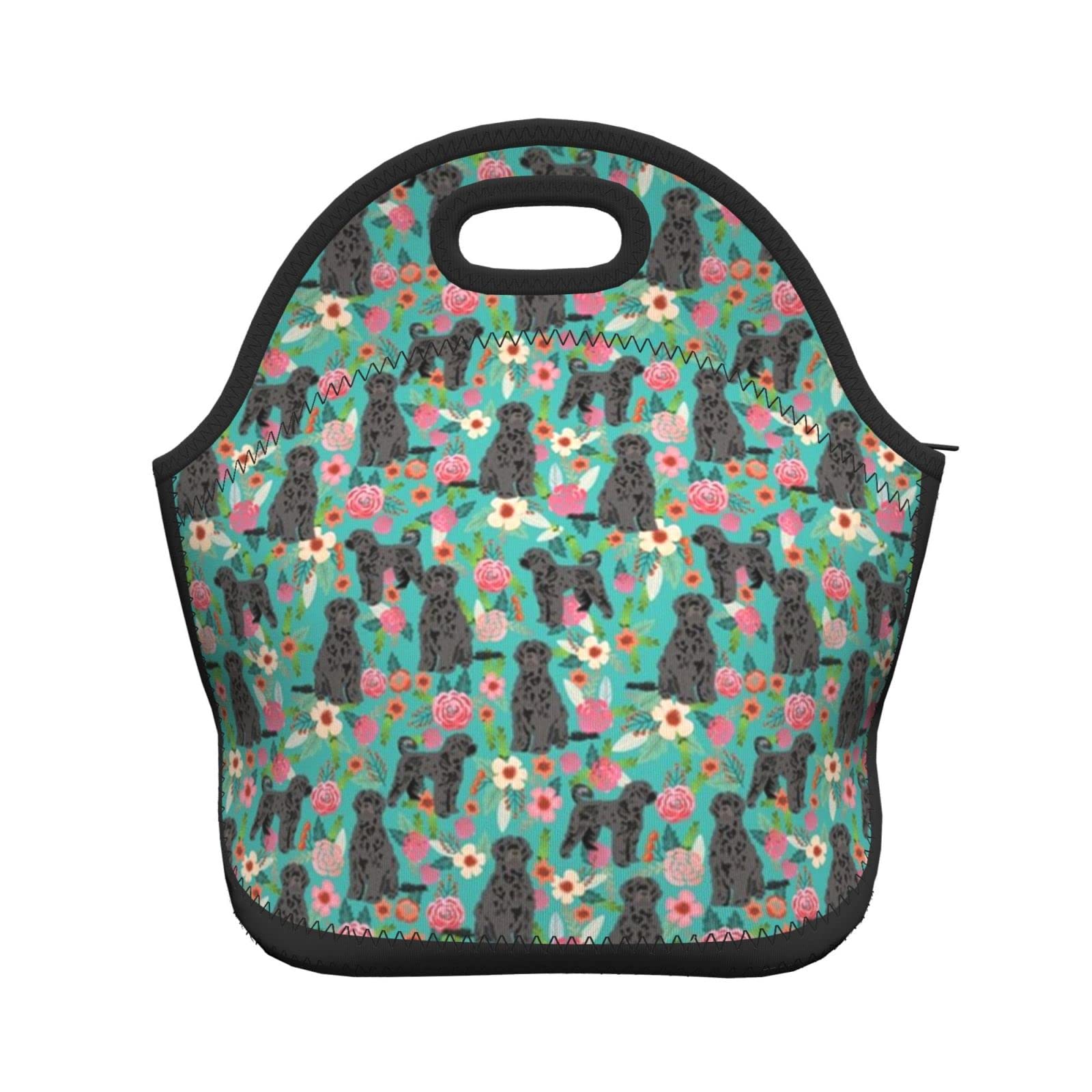 Insulated Floral Lunch Tote Bag for Women & Men - Portuguese Water Dog Design - Perfect for Work, School, Picnics & Outdoor Activities