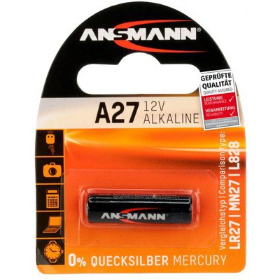 Ansmann A27 Alkaline Battery 1 Pack - Long Lasting Power for Smoke Detectors, Toys, and Electronic Devices