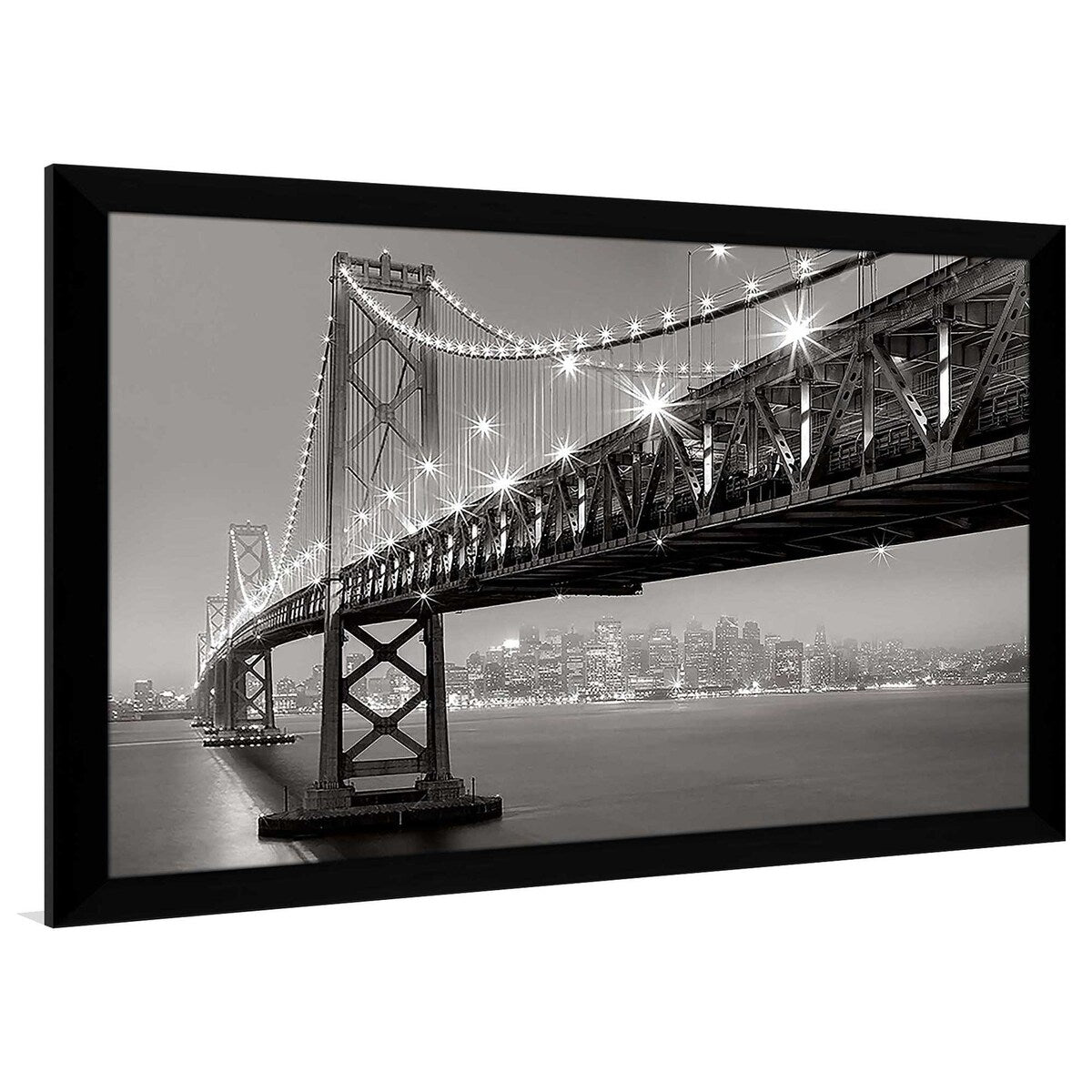 Bay Bridge at Night Acrylic Wall Art Print - Stunning Cityscape Decor for Living Room, Office & Bedroom