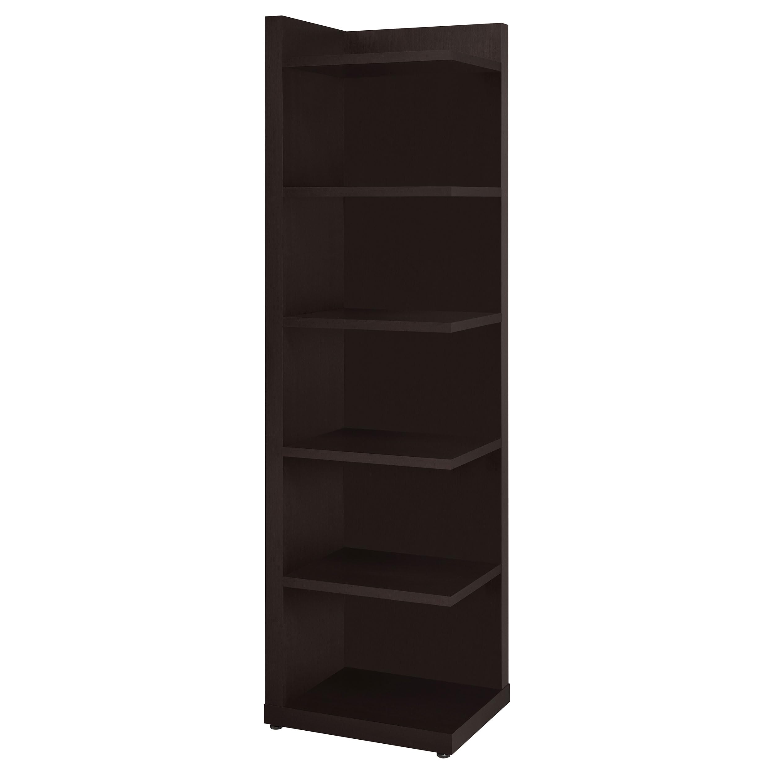 Coaster Furniture Corner Bookcase in Cappuccino Finish - 800270 - Perfect for Living Room, Office & Home Library Storage