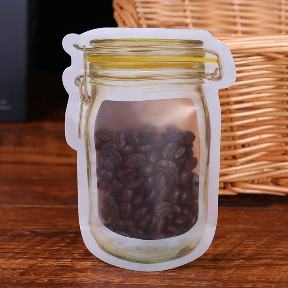 100-Pack Reusable Mason Jar Zipper Bags - Airtight Food Storage Bags for Snacks, Candy, Nuts & Cookies | BPA-Free Kitchen Organizer | Perfect for Meal Prep, Picnics & Pantry Organization