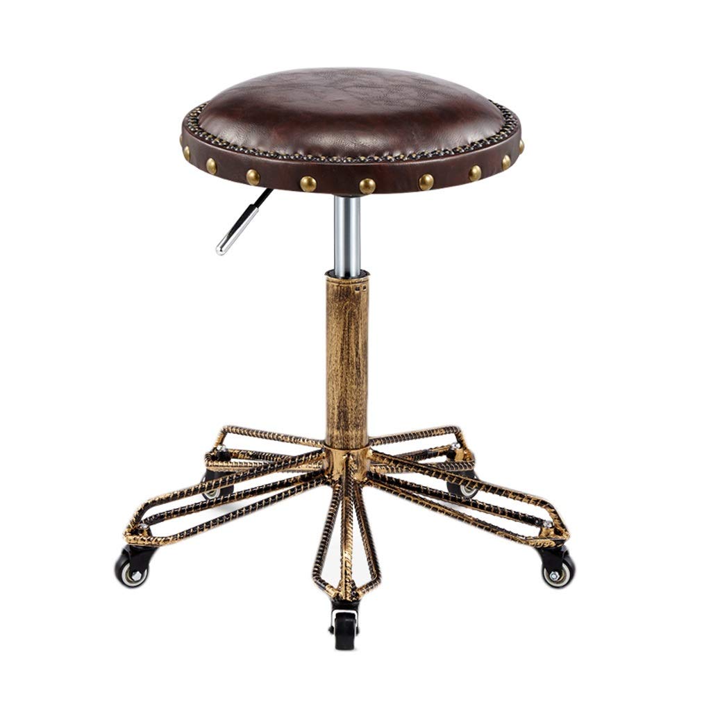 GCX Adjustable Salon Stool with Swivel Base - Professional Hairdressing Stool for Barbershops, Beauty Salons, Manicure & Hair Cutting - Ergonomic Rotating Stool in Brown - Perfect for Styling, Cutting & Nail Services
