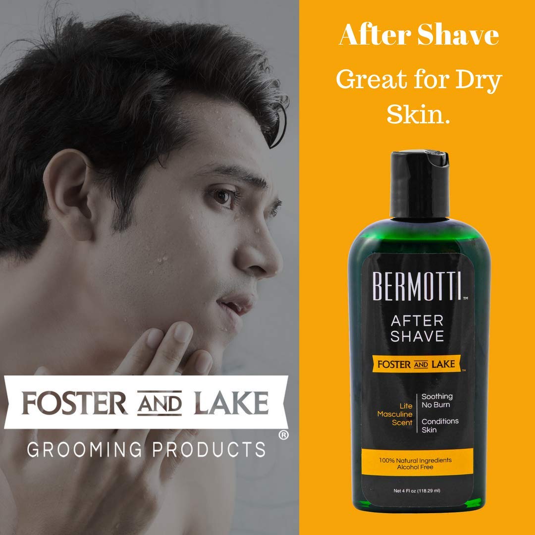 BERMOTTI No Burn Aftershave Balm for Men - 4 fl. oz Alcohol-Free Post Shave Moisturizer with Bergamot Scent | Soothes & Hydrates Face & Head After Shaving | Ideal for Sensitive Skin & Daily Grooming Routine