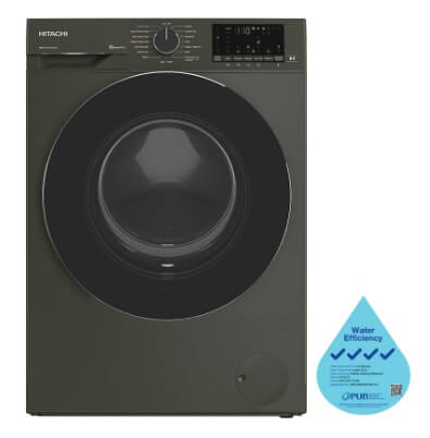 Hitachi BD D100YFVEM Front Load Washer Dryer Combo with Steam & Hygiene Inverter - Energy Efficient Laundry Solution for Apartments & Small Homes