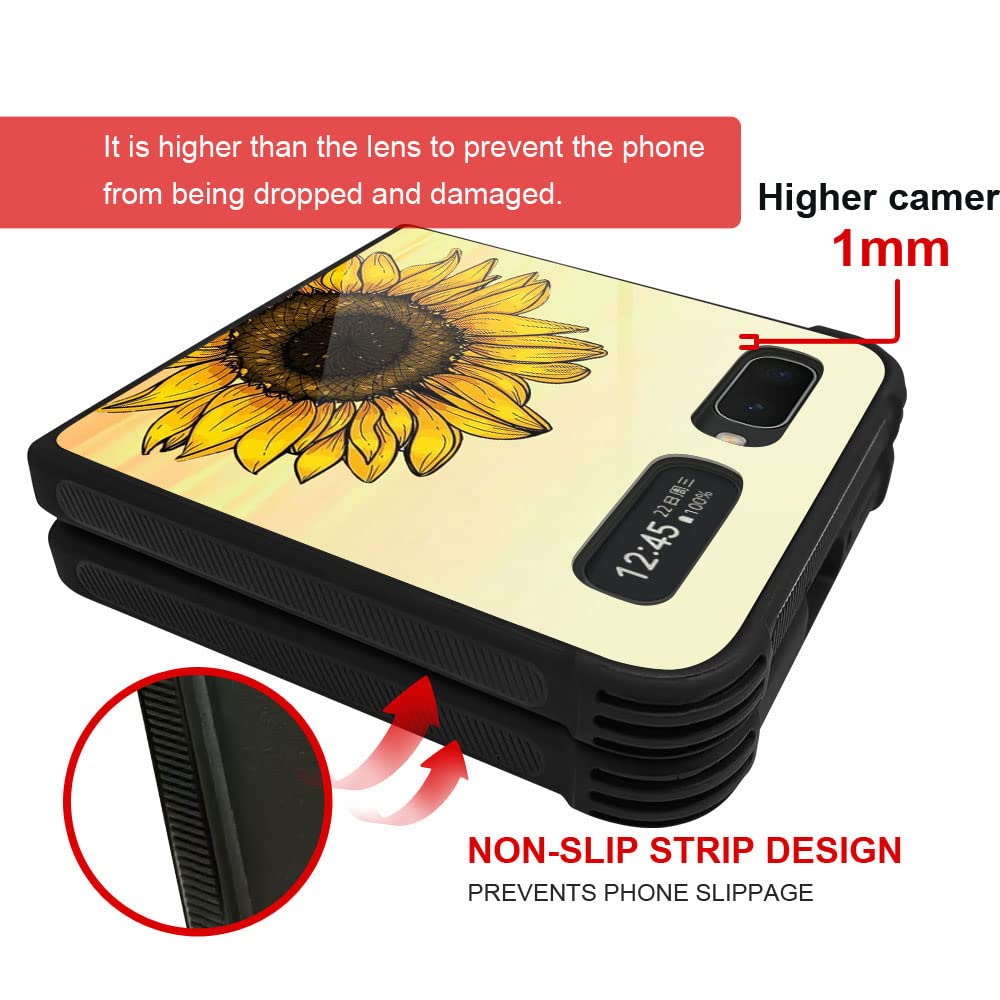 Military-Grade Protective Case for Samsung Galaxy Z Flip 5G - Shockproof Corners, Anti-Scratch Cover with Sunflower Design | Perfect for Outdoor Activities, Travel & Daily Use
