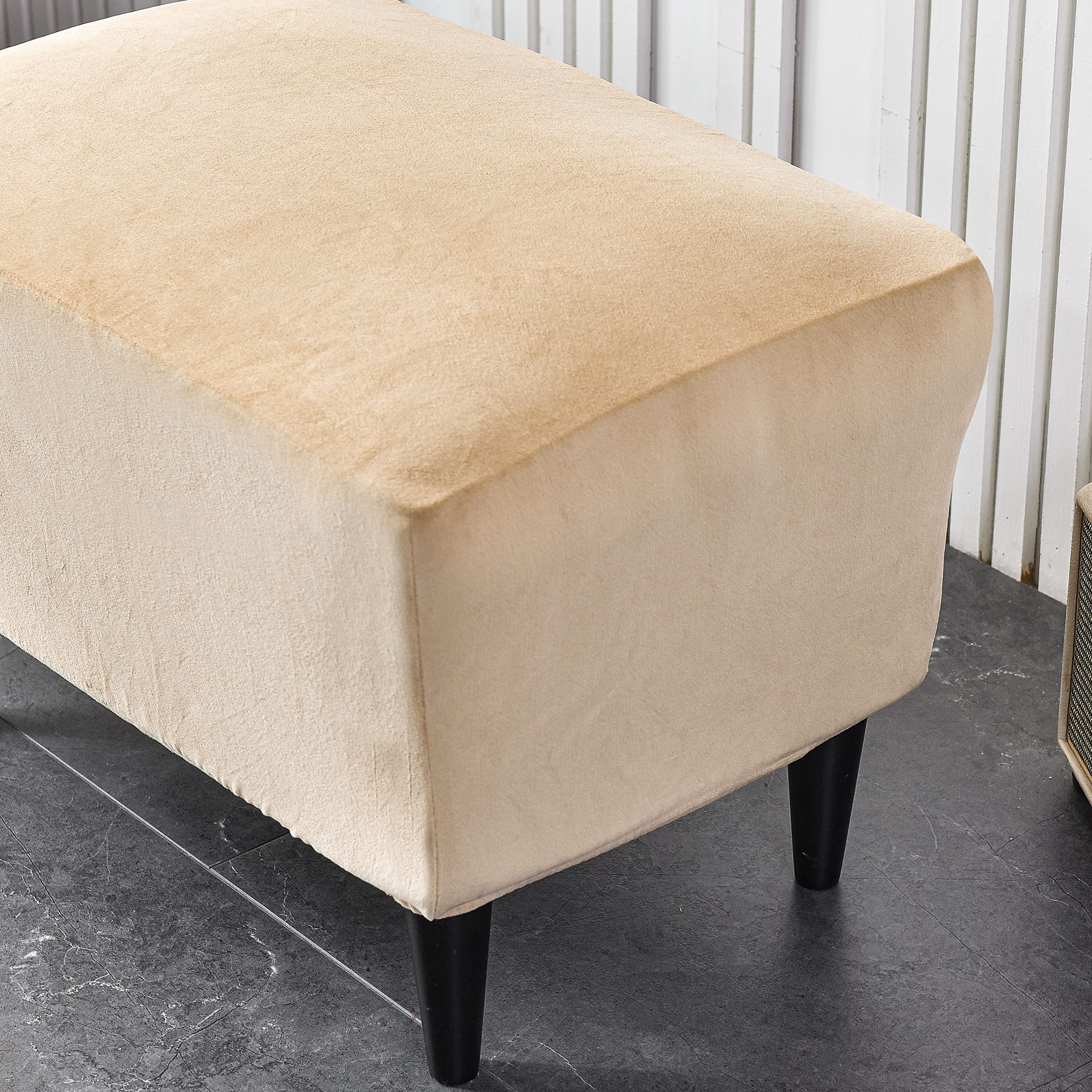 CRFATOP X-Large Velvet Ottoman Chair Slipcover - Stretchable Rectangle Storage Stool Cover with Elastic Bottom for Footrest, Sofa & Furniture Protection | Perfect for Living Room, Bedroom & Home Decor