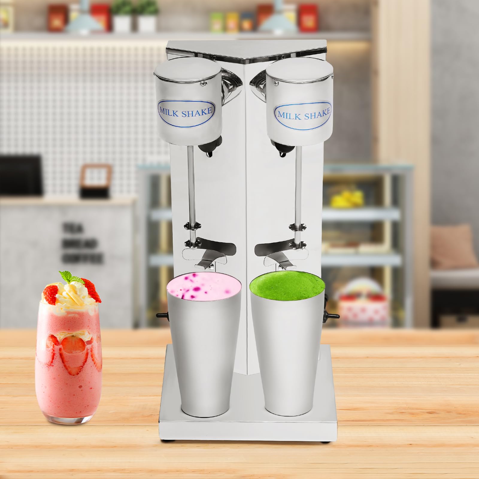 Commercial Double Head Milk Shake Machine 180W x 2 - Stainless Steel Protein Shake & Smoothie Mixer for Gym, Restaurant, Cafe, or Home Use - Perfect for Making Protein Shakes, Fruit Smoothies, and Healthy Drinks