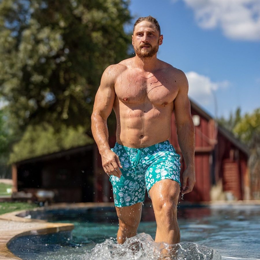 Grunt Trunks Tropical Death Aqua Swim Shorts - Quick Dry, Comfortable & Stylish for Beach, Pool & Summer Vacations