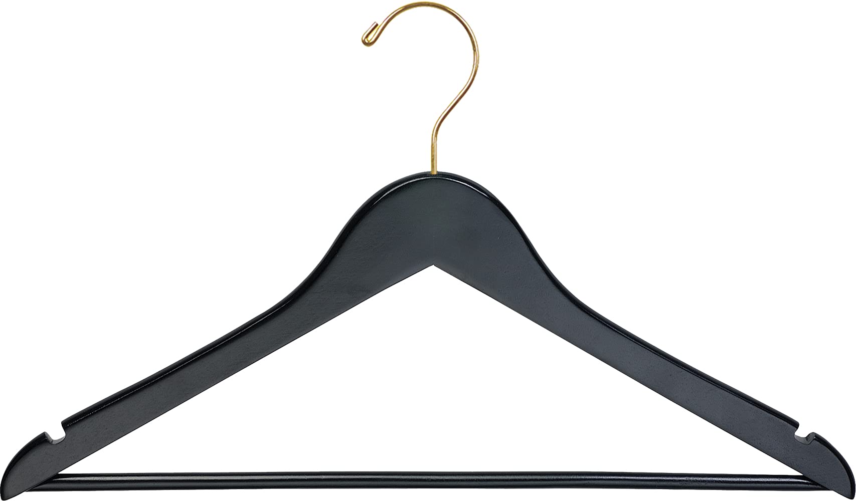 Premium 100-Pack Black Wooden Suit Hangers with Pants Bar & Notches - Smooth Finish for Closet Organization, Wardrobe Storage & Luxury Garment Display