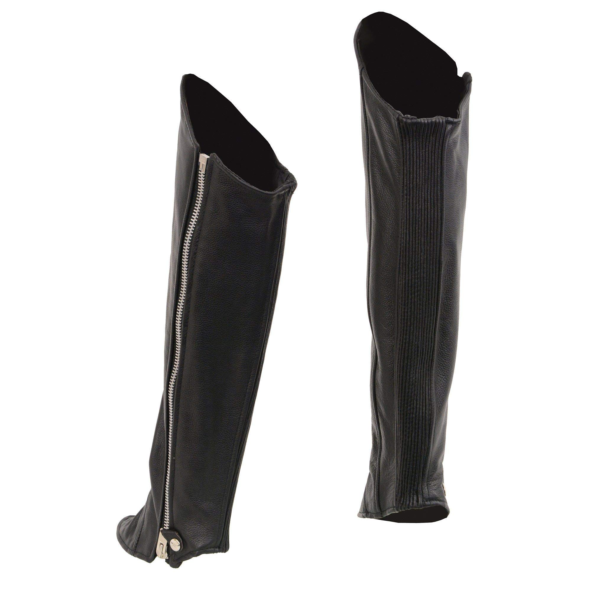 Milwaukee Leather LKL6755 Women's Black Leather Knee High Half Chaps with Zipper - Equestrian Riding Boots for Horseback Riding & Western Fashion