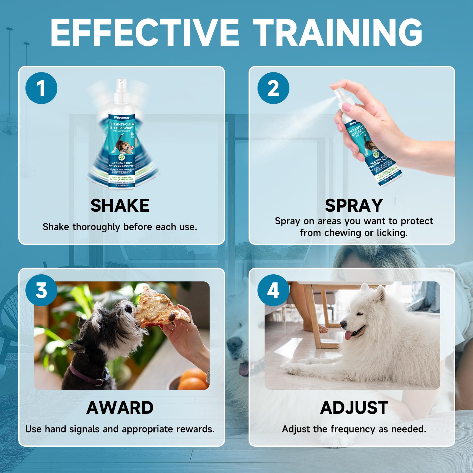 No Chew Bitter Apple Spray for Dogs 200ML - Stop Chewing & Licking Furniture, Shoes, Bandages | Alcohol-Free Dog Training Aid | Indoor & Outdoor Use for Puppy Teething & Behavior Correction