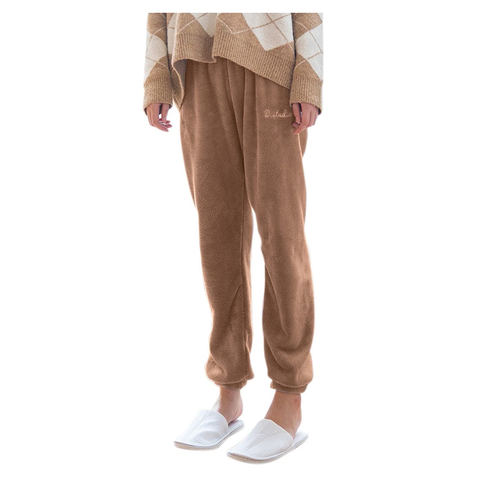 KINGSIR Women's Wide Leg Velvet Pants - Soft Coral Lounge Pants for Home, Casual Wear & Comfort | Stylish & Cozy for Relaxing, Lounging & Everyday Fashion