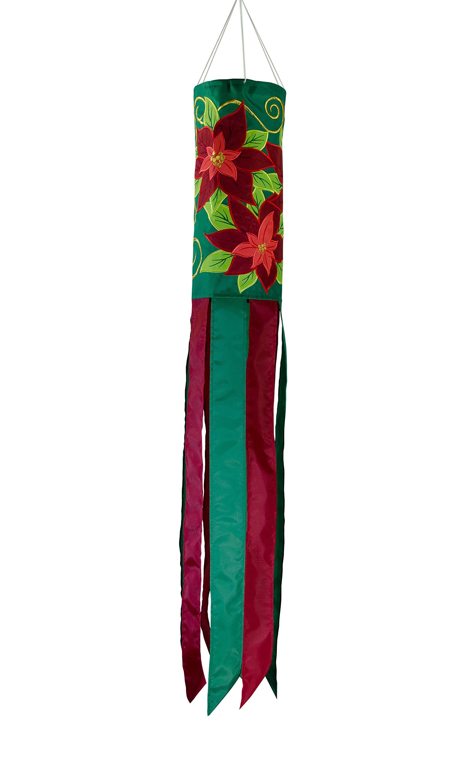 Poinsettia Holiday Windsock - Christmas Outdoor Decor for Garden, Porch & Yard - Festive Wind Sock for Seasonal Celebrations
