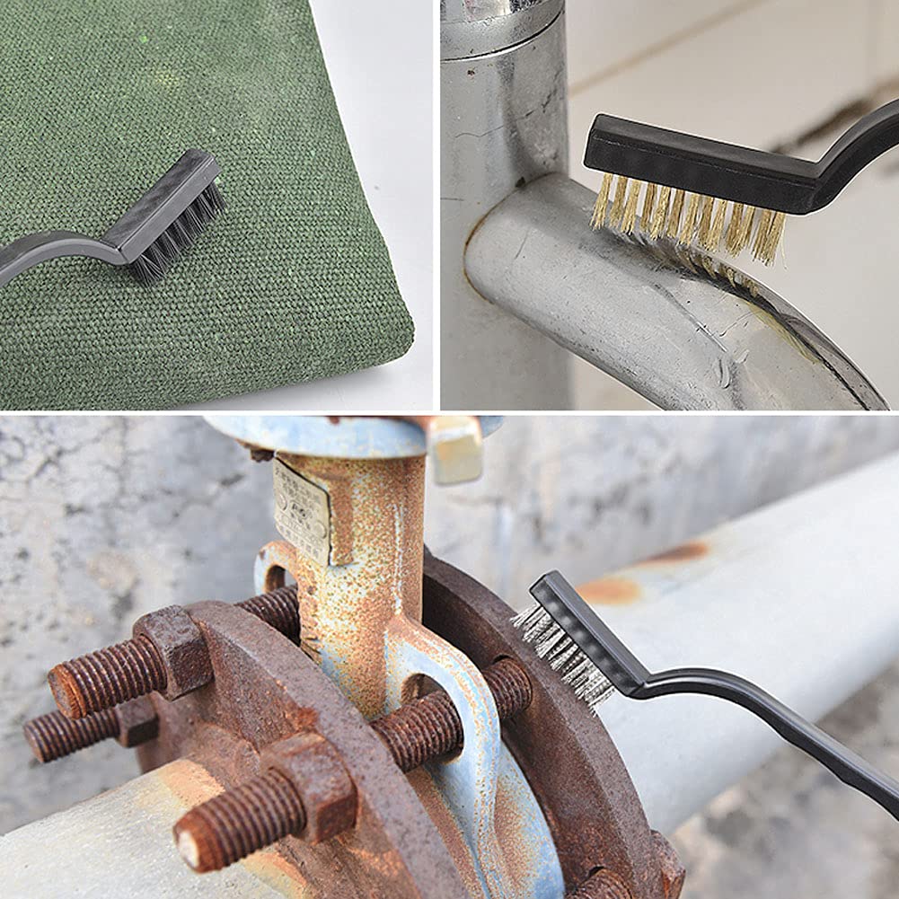 **Lanebudd Stainless Steel Wire Brush & Copper Wire Brush Set - 6 Pcs for Industrial Cleaning, Rust Removal, and Welding Slag - Heavy-Duty Metal Scrubber for Tools, Grills, and Auto Parts**