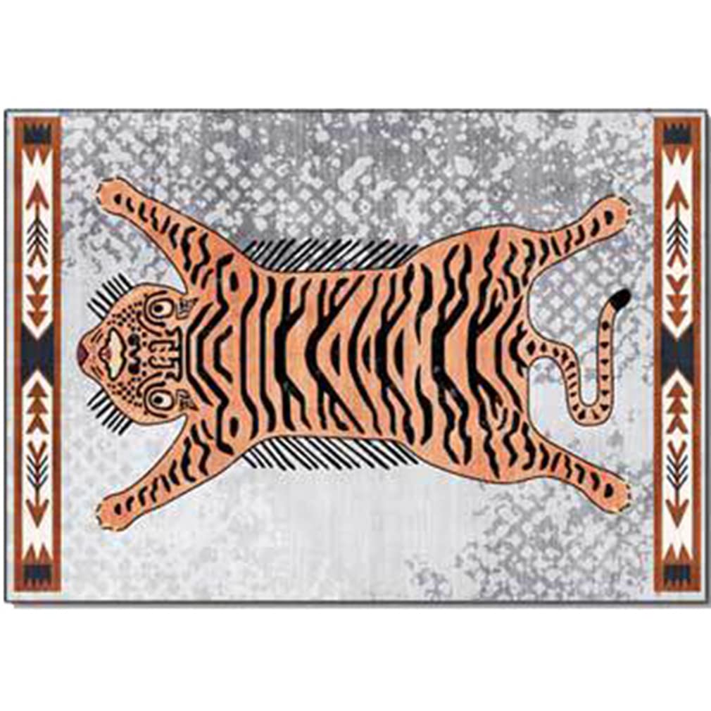 Vintage Abstract Art Area Rug - Soft Non-Slip Indoor/Outdoor Carpet for Farmhouse, Bedroom, Living Room, Kitchen Runner, Courtyard Decor - Reptile Pattern Doormat 4'x9' Grey - Perfect for Boho Home, Dorm Room & Patio Flooring