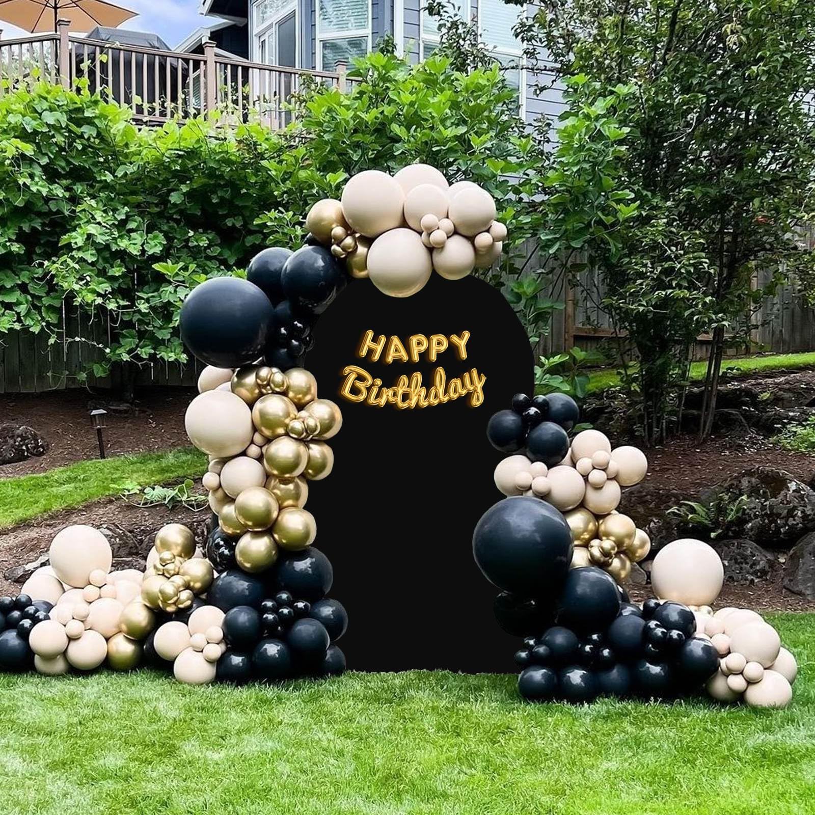 Stretchy Black Spandex Wedding Arch Cover - 7.2 FT Elegant Party Backdrop for Ceremonies, Photo Booths & Home Decor