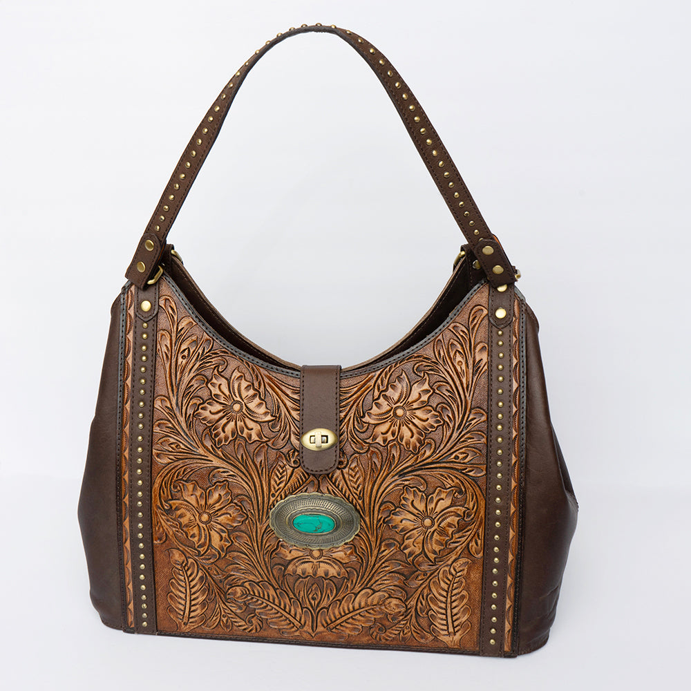 **American Darling Genuine Leather Women's Western Handbag - Hand Tooled Purse for Cowgirl Style, Rodeo & Everyday Fashion**