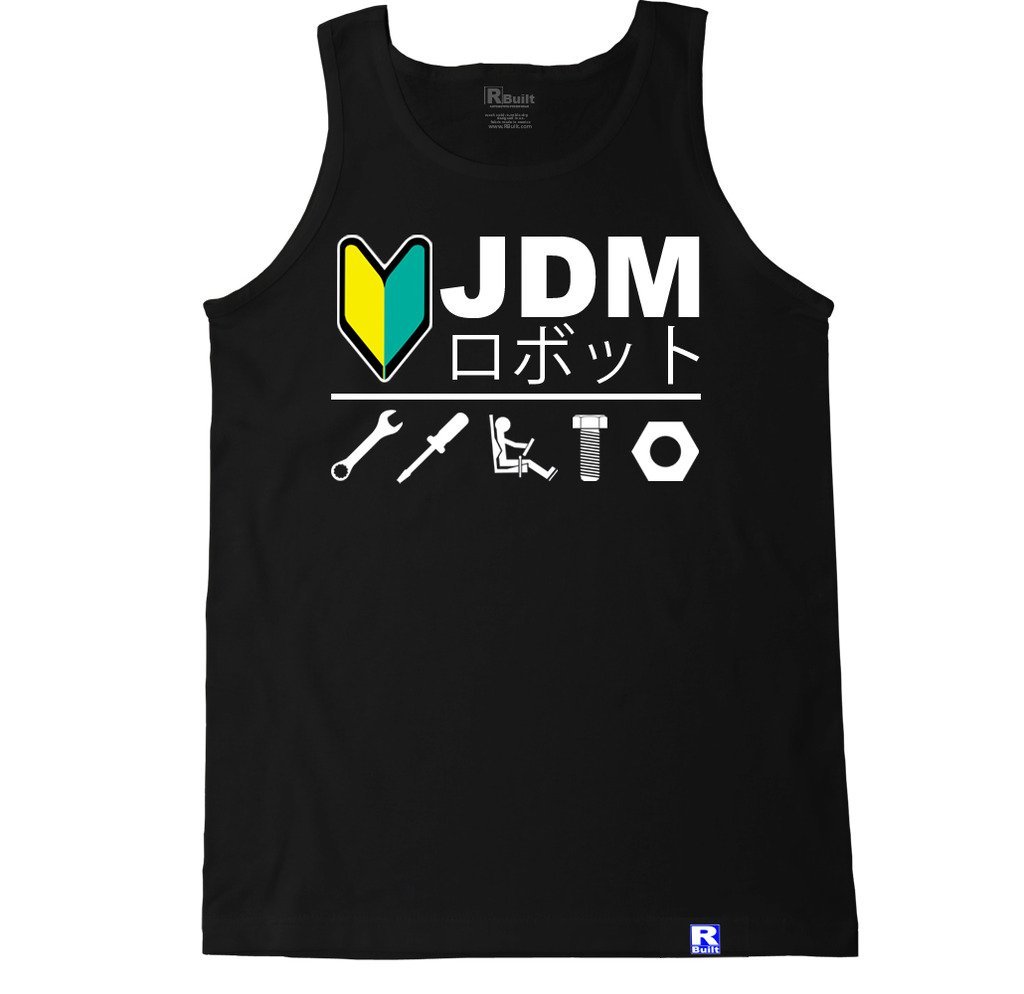 FTD Apparel Men's JDM R Built Sleeveless Tank Top - Lightweight & Breathable for Gym, Workout & Summer Streetwear