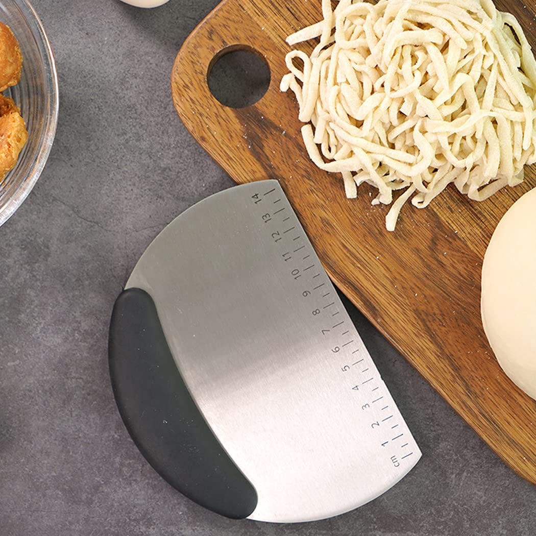 Hoshen 6.5-Inch Stainless Steel Dough Cutter - Thickened Multifunctional Baking Tool with Double Scale & Non-Slip Handle for Pizza, Pastry, Bread Making - Perfect for Home Bakers & Professional Kitchens