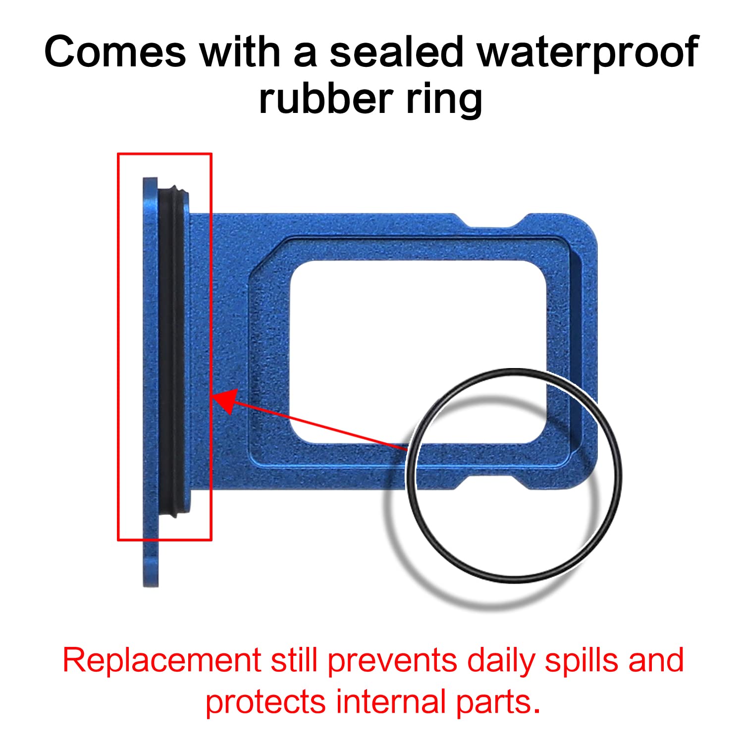 ASDAWN iPhone 13 SIM Card Tray Replacement - Waterproof Rubber Ring & SIM Ejector Tool Included (Single SIM, Blue) | Compatible with iPhone 13 | Perfect for SIM Card Replacement, Repair & Water Protection