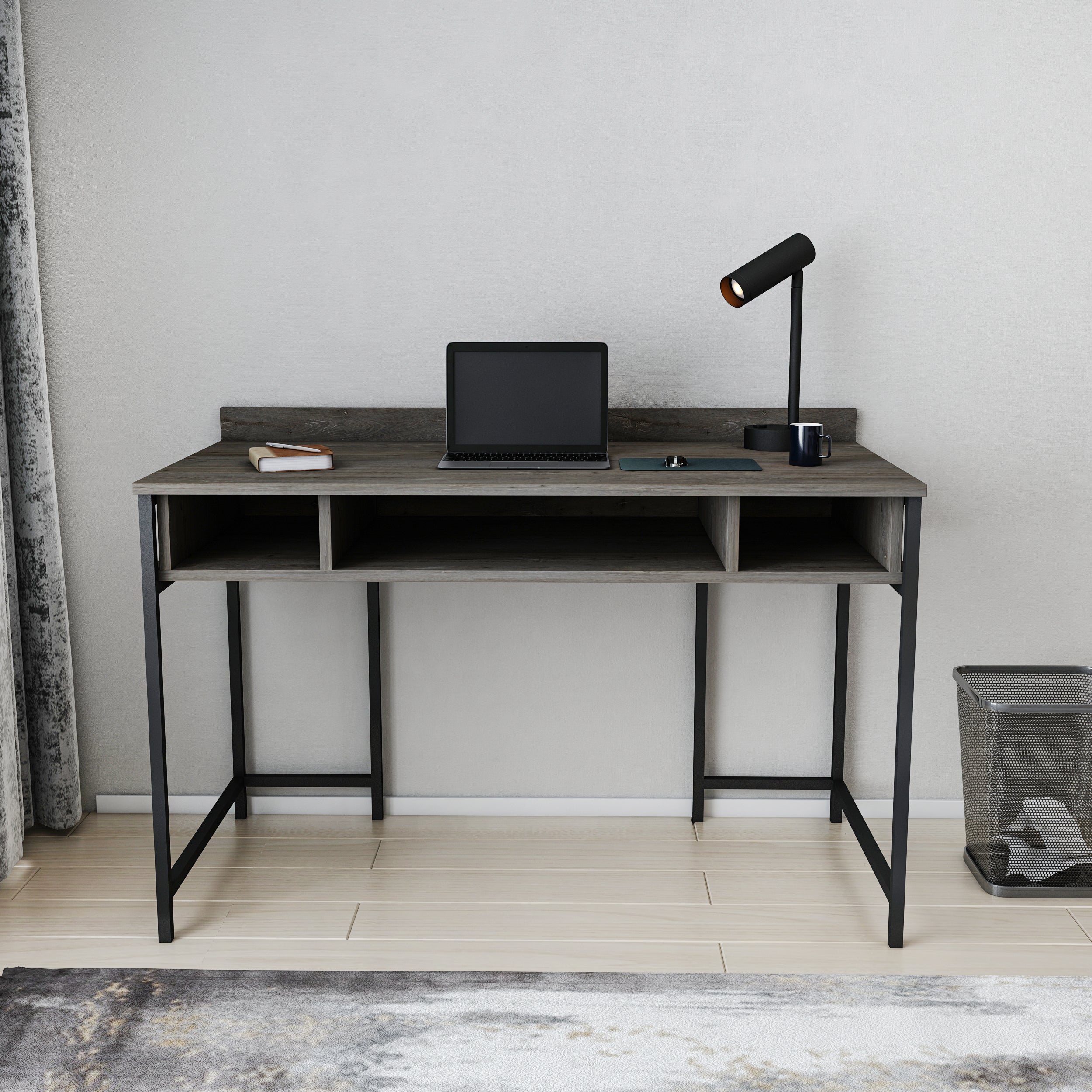 Alma Desk - Modern Wooden Writing Desk for Home Office, Study & Workspace - Ergonomic Design with Drawers & Storage Shelf - Perfect for Remote Work, Online Classes & Small Spaces