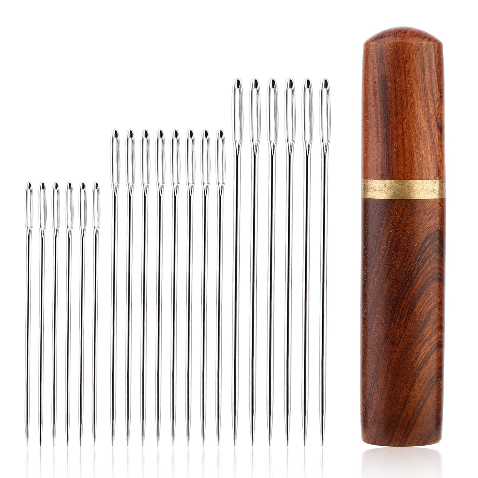 20 PCS Large Eye Sewing Needles Set - 3 Sizes Stainless Steel Weaving Needles with Needle Case for Hand Stitching, Embroidery, Quilting & DIY Craft Projects | Perfect for Fabric, Yarn, Leather & Cross Stitch Work