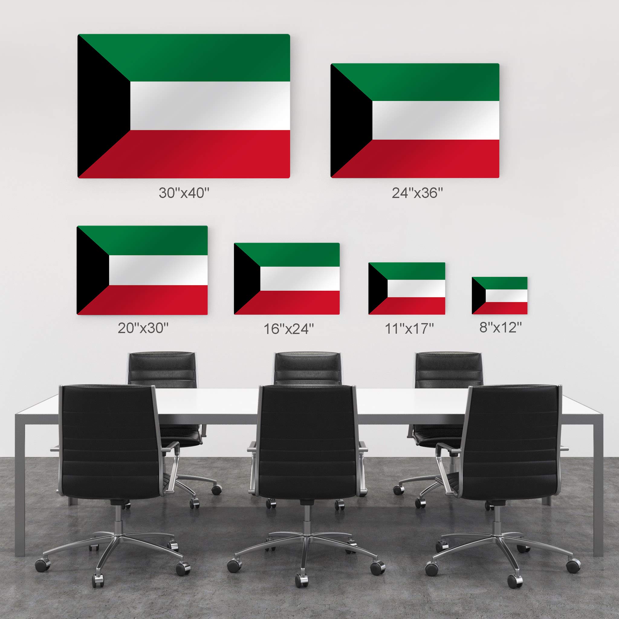 Kuwait Flag Metal Wall Art Print - 30x40 Inches, Made in USA | Modern Home Decor for Office, Living Room, Dorm, Bedroom, Kitchen, Man Cave, Sports Club & Bar | Ready to Hang Country Flags Decor for Patriotic Display & Gift Giving