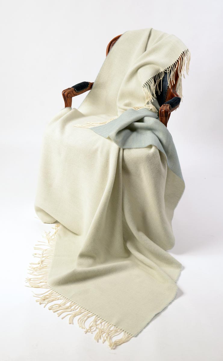 Alexandra Reversible Lambswool Throw Blanket - Ultra Soft & Warm Double-Sided Design in Powder Blue - Perfect for Sofa, Bed & Cozy Winter Nights