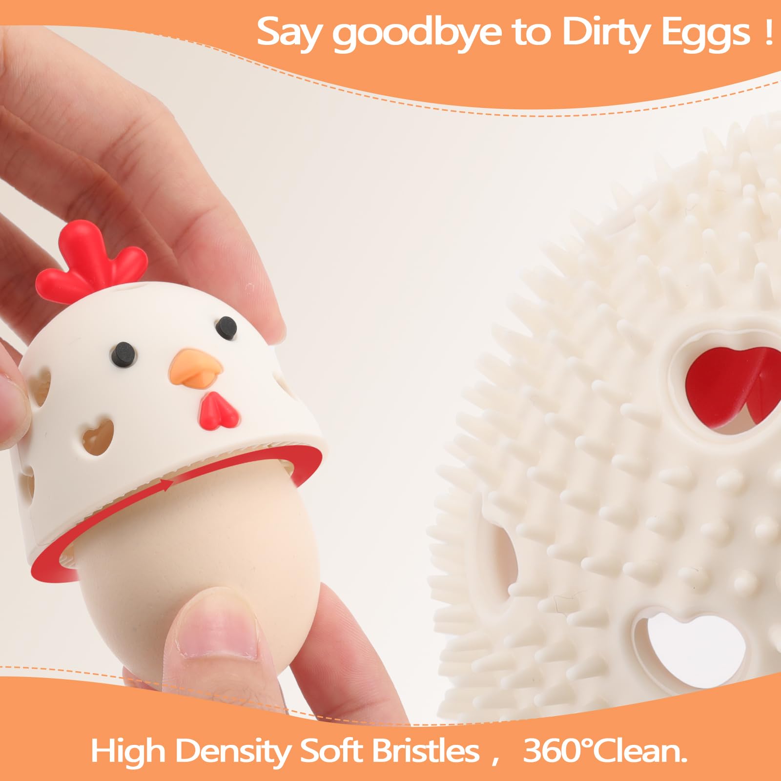 2PCS Silicone Egg Cleaning Brush - Multipurpose Vegetable & Fruit Scrubber Tool, Egg Washer Cleaner for Fresh Eggs - Perfect for Kitchen, Farm, and Home Use