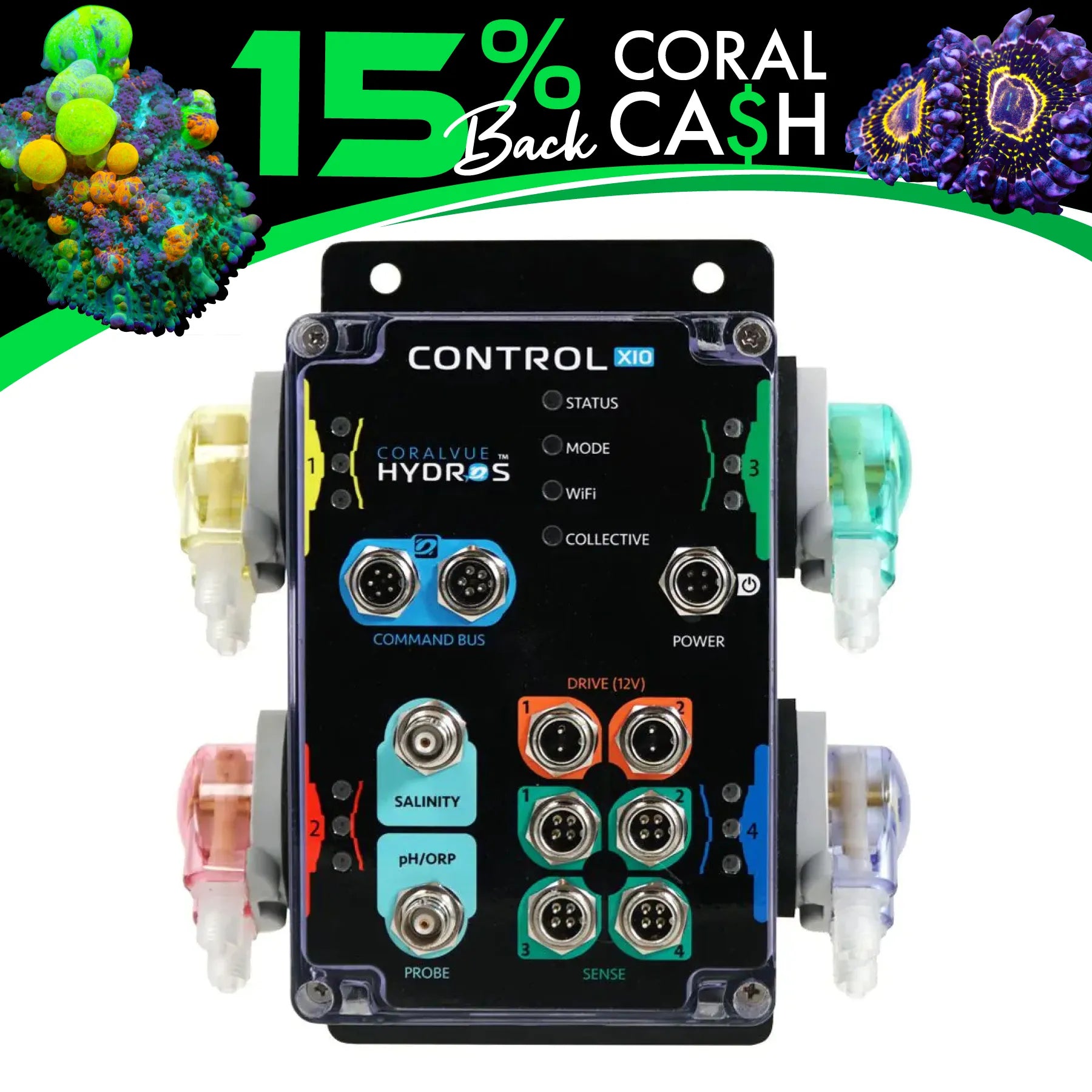 Hydros Control x10 Aquarium Controller & Dosing System for Saltwater & Reef Tanks - Automated Water Parameter Monitoring & Nutrient Dosing - Perfect for Coral Growth & Marine Life Care