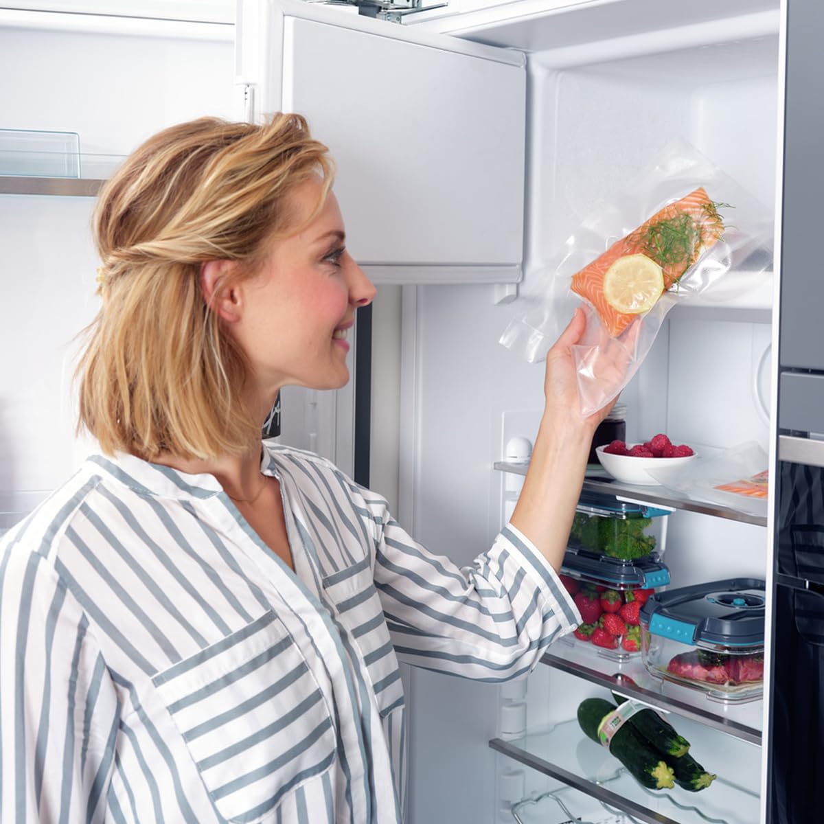 Leifheit Vacuum Storage Bags 20x30cm - 20 Pack | Airtight Food Saver Bags for Leifheit Vacuum Sealers | Clear Plastic Bags for Meal Prep, Sous Vide & Long-Term Food Storage