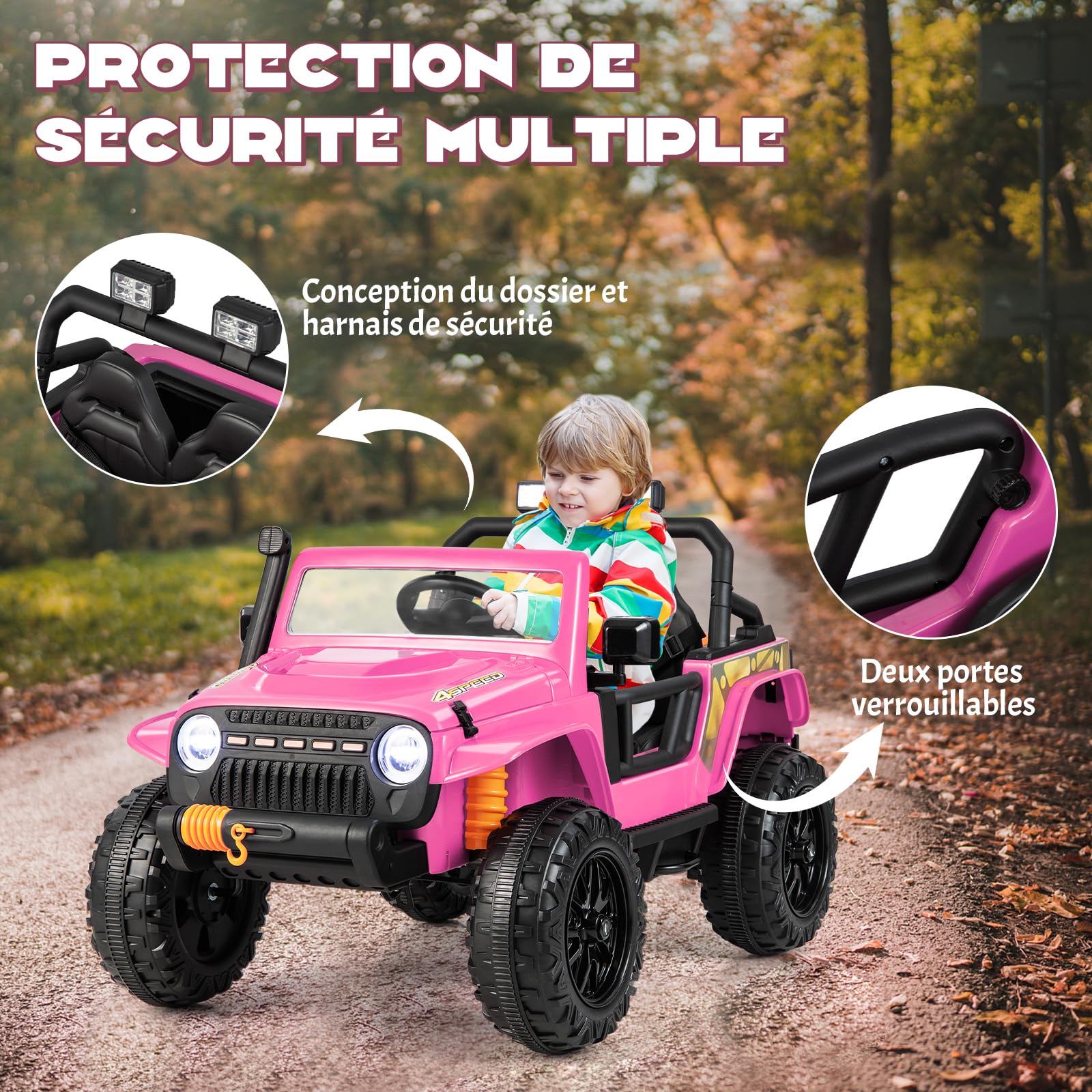 COSTWAY 12V Kids Ride On Car with Parental Remote Control 2.4G | 2-Seater Electric Vehicle with Music, LED Lights & Slow Start | 100kg Weight Capacity for Ages 3+ | Perfect for Birthday Gifts, Outdoor Play & Backyard Fun