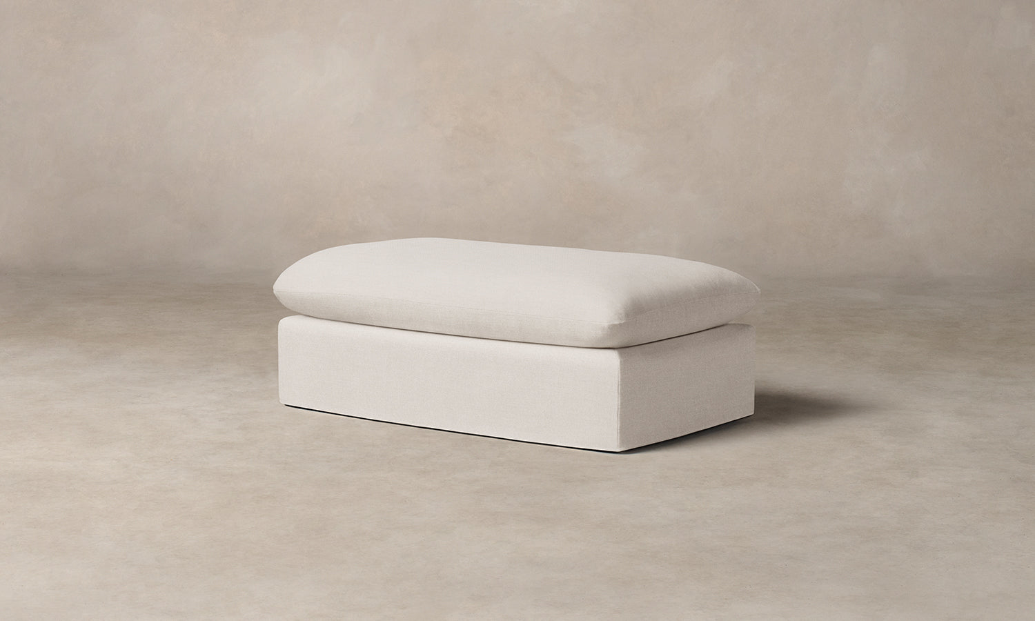 Dune Ottoman with Performance Linen Weave in Pure White - Perfect for Living Room, Bedroom & Home Decor