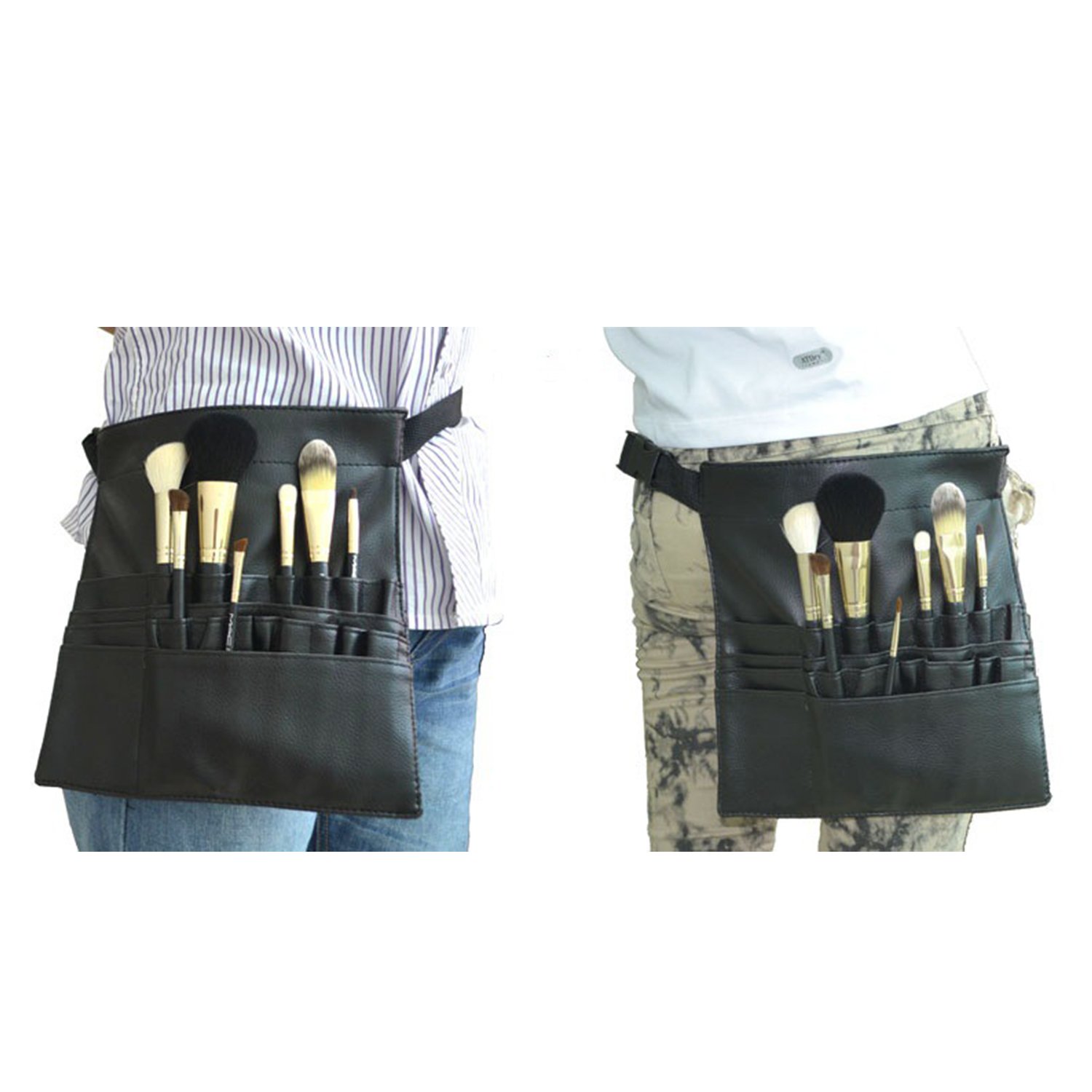SteelFever 22-Pocket Professional Makeup Brush Organizer Bag with Adjustable Belt - Perfect for Makeup Artists, Travel & Salon Use