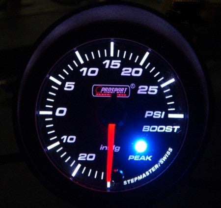 Prosport Premium 52mm Peak/Warning Boost Gauge - High Performance Auto Meter for Turbocharged Vehicles - Perfect for Racing, Tuning & Engine Monitoring