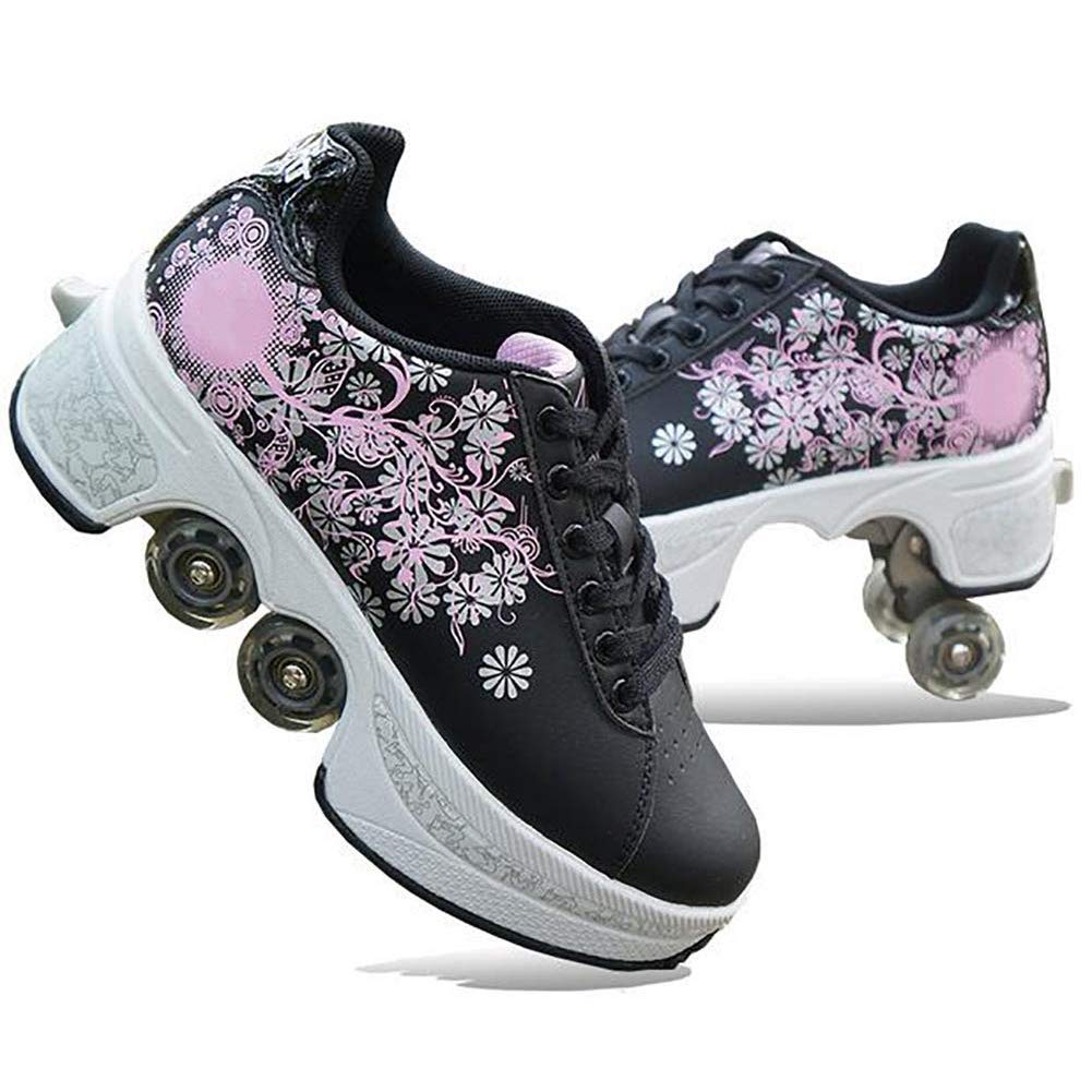 Fashiums Roller Shoes for Adults & Kids - Automatic Walking Shoes with Invisible Double-Row Wheels | Men's & Women's Skating Shoes for Indoor/Outdoor Fun, Exercise & Commuting